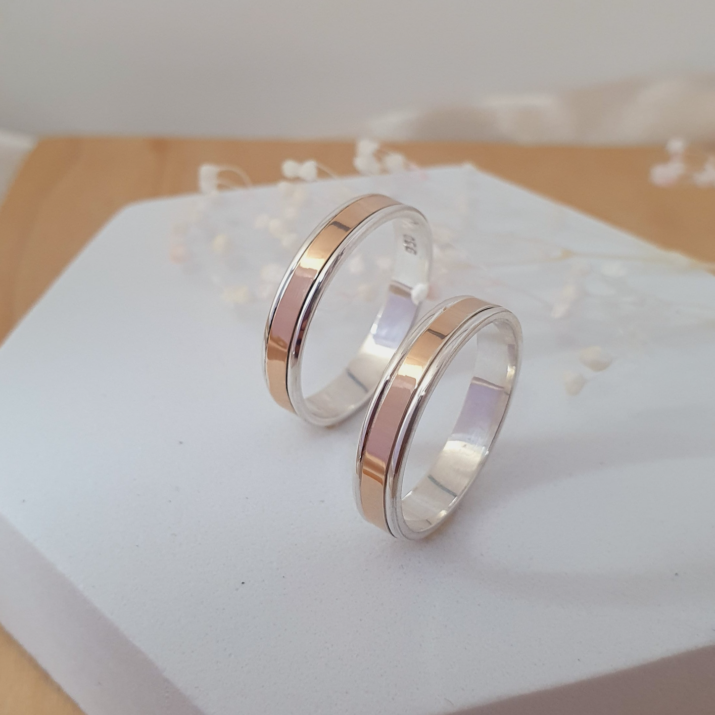 Anillo Ilusión Plata con Oro 18 kl