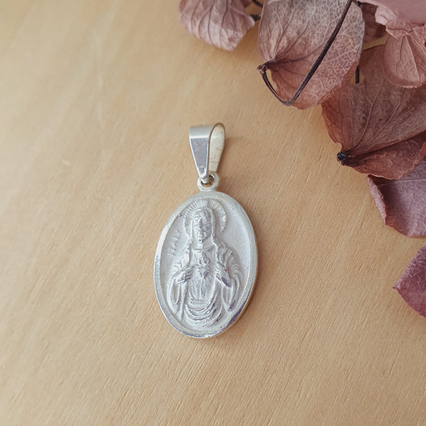Escapulario de Plata Sagrado Corazón 22 mm - Joyas Alicanto