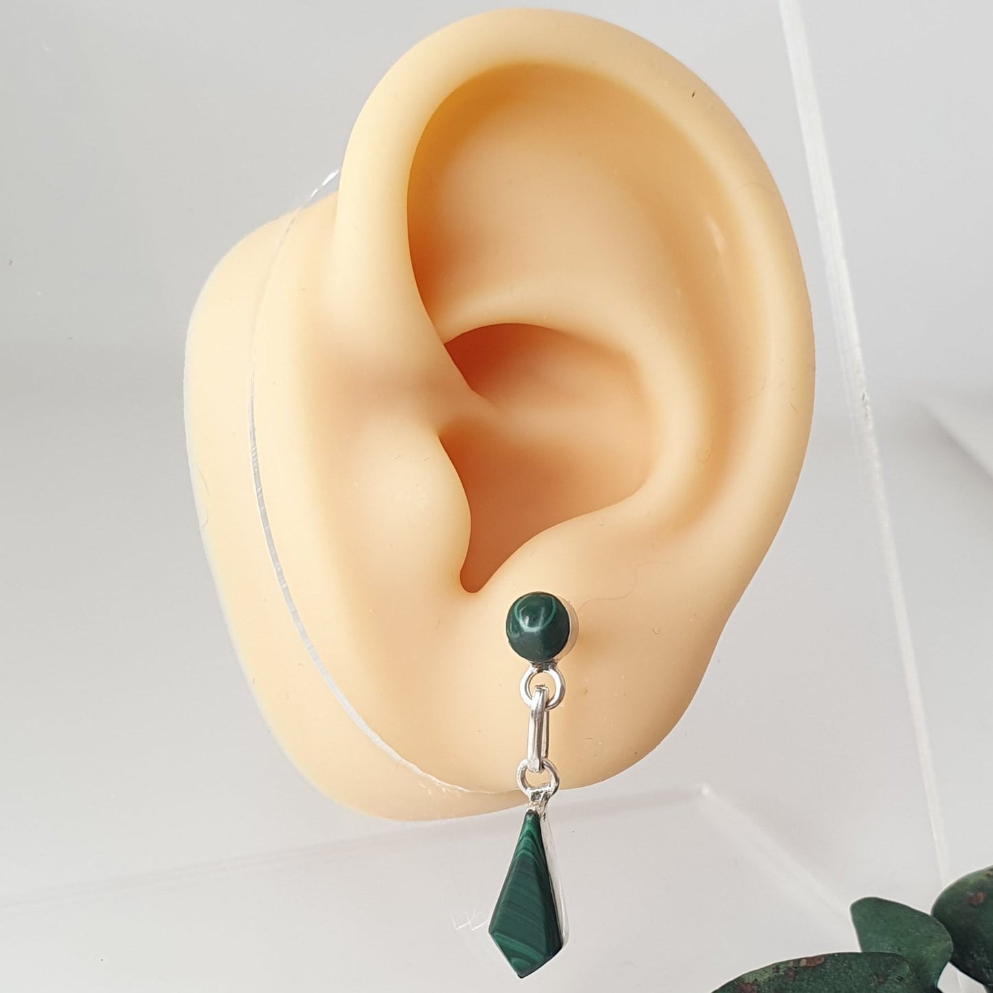 Aro Plata con Piedra Natural Malaquita