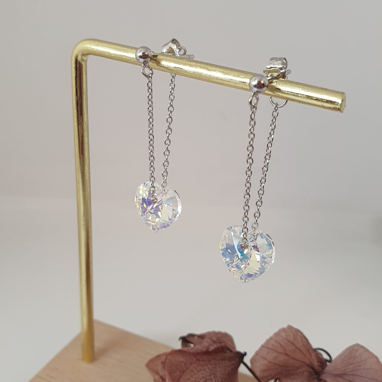 Aro Plata Cristal con Cadena - Joyas Alicanto