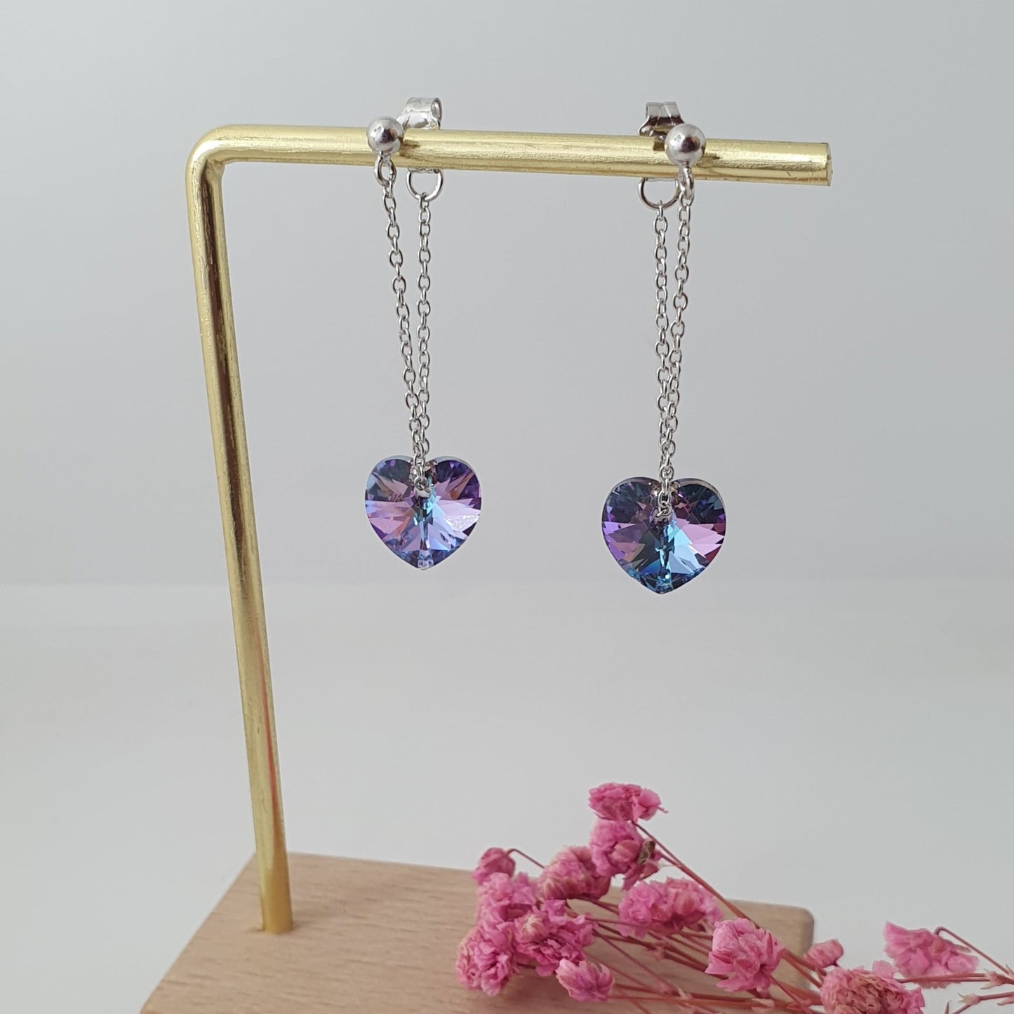 Aro Plata Cristal con Cadena - Joyas Alicanto
