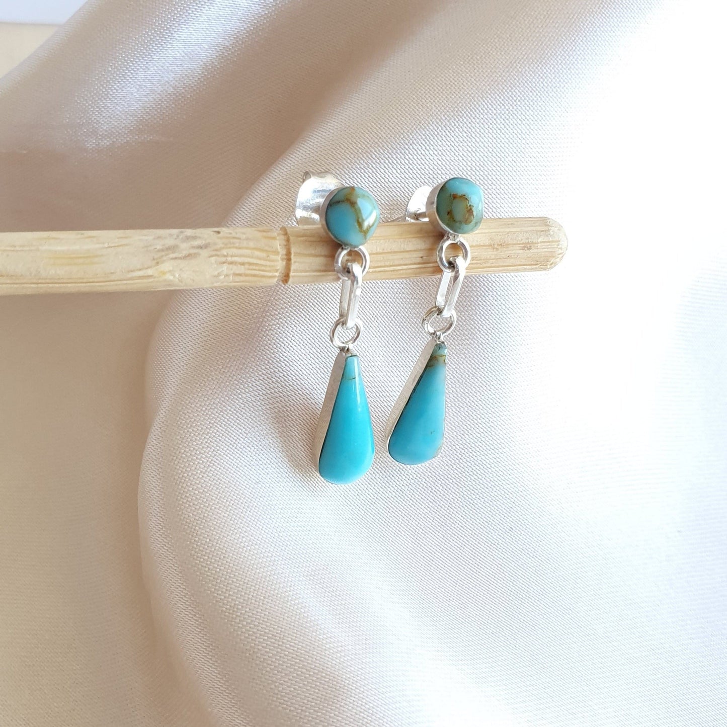 Conjunto Gota Plata con Piedra Turquesa Natural