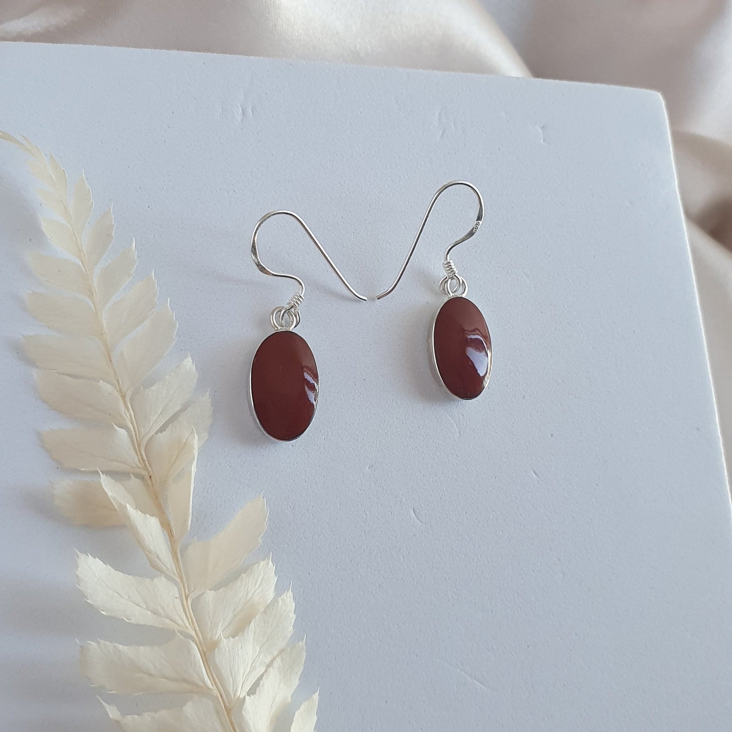 Conjunto Óvalo Plata con Piedra Natural Jaspe