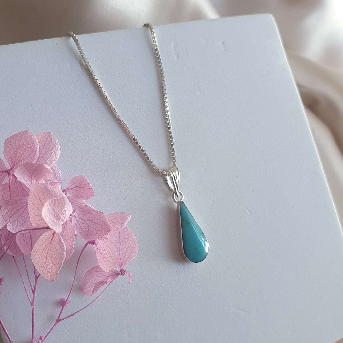Conjunto Gota Plata con Piedra Turquesa Natural