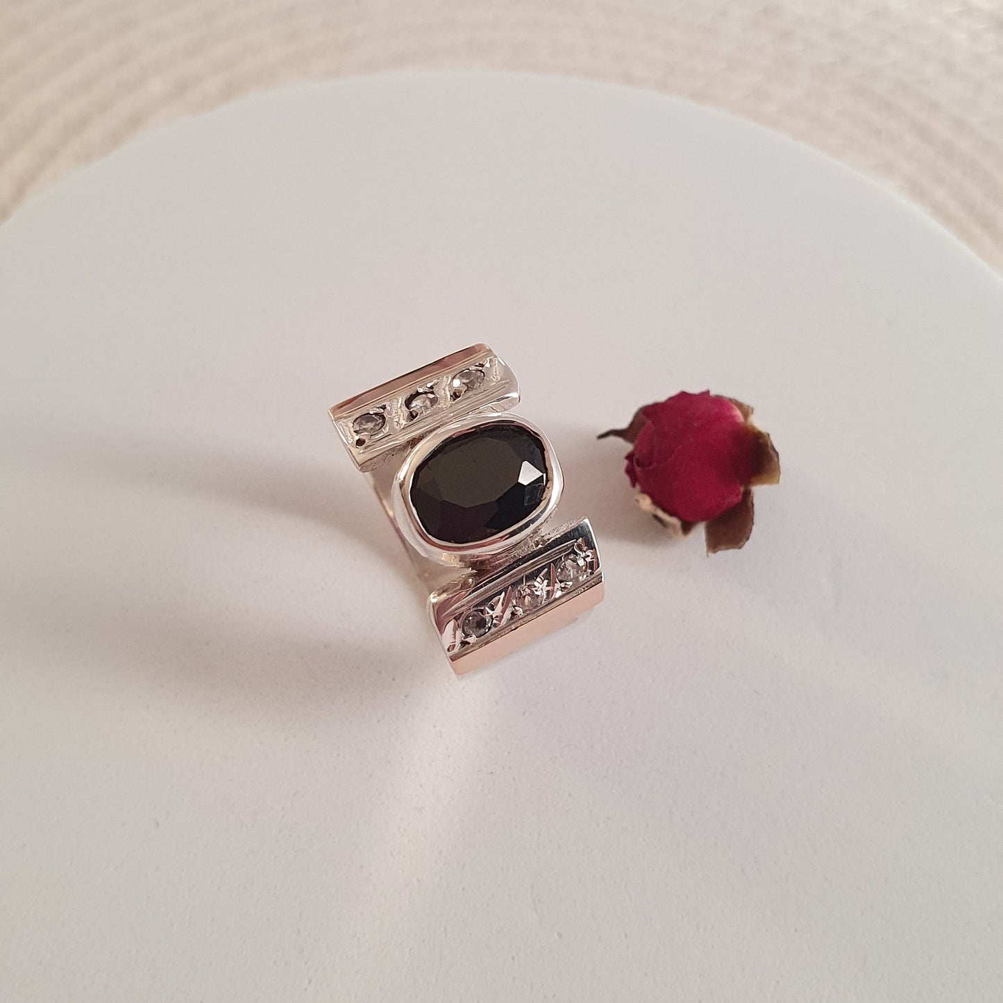 Anillo Negro Plata con Oro 18kl. - Joyas Alicanto