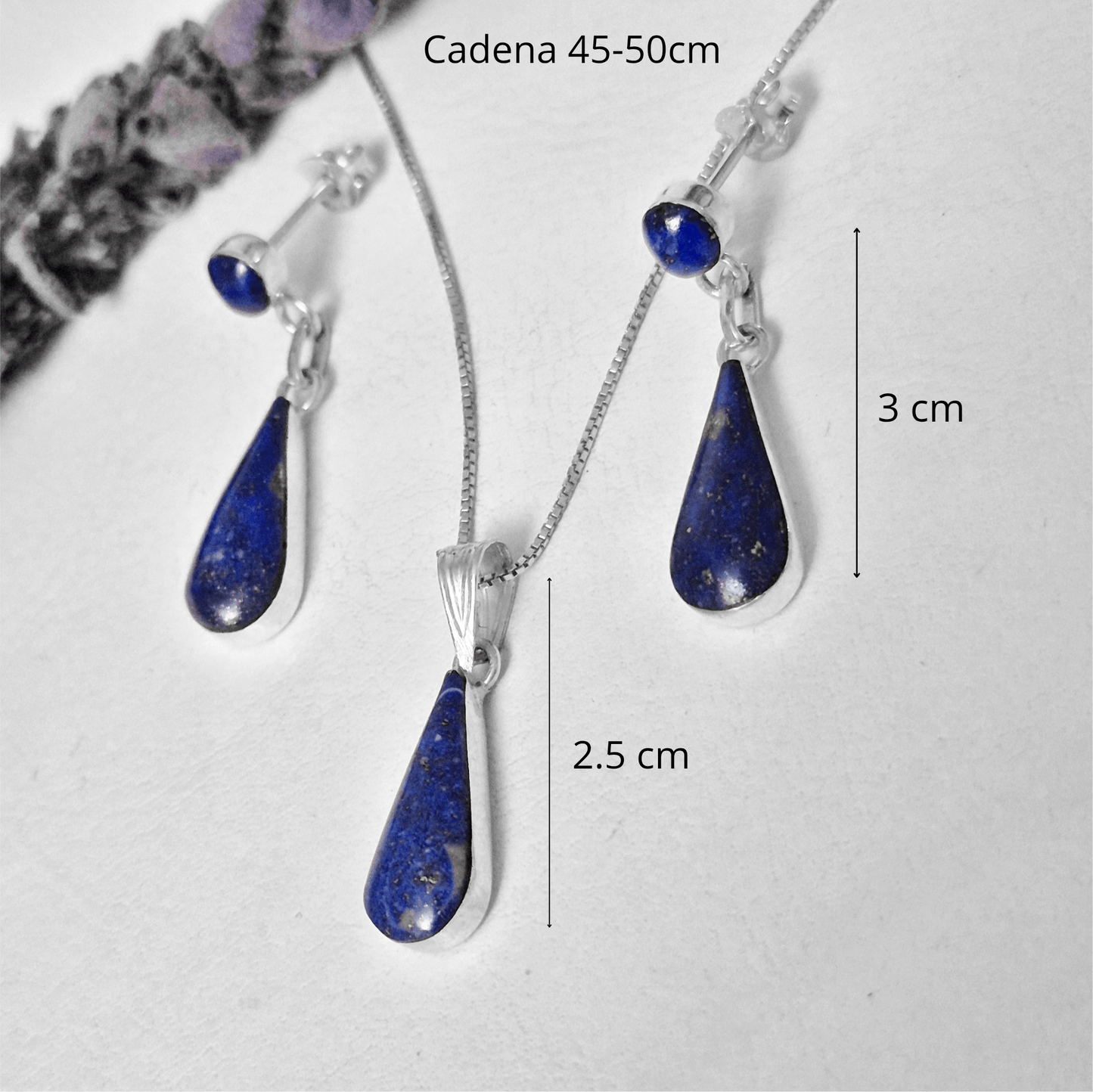 Conjunto Aros y Collar en Plata 950 con Lapislázuli