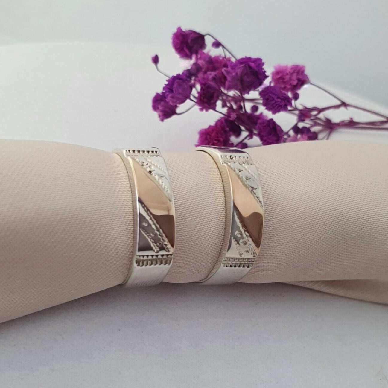 Anillo Alianza Plata con Oro 18kl - Joyas Alicanto