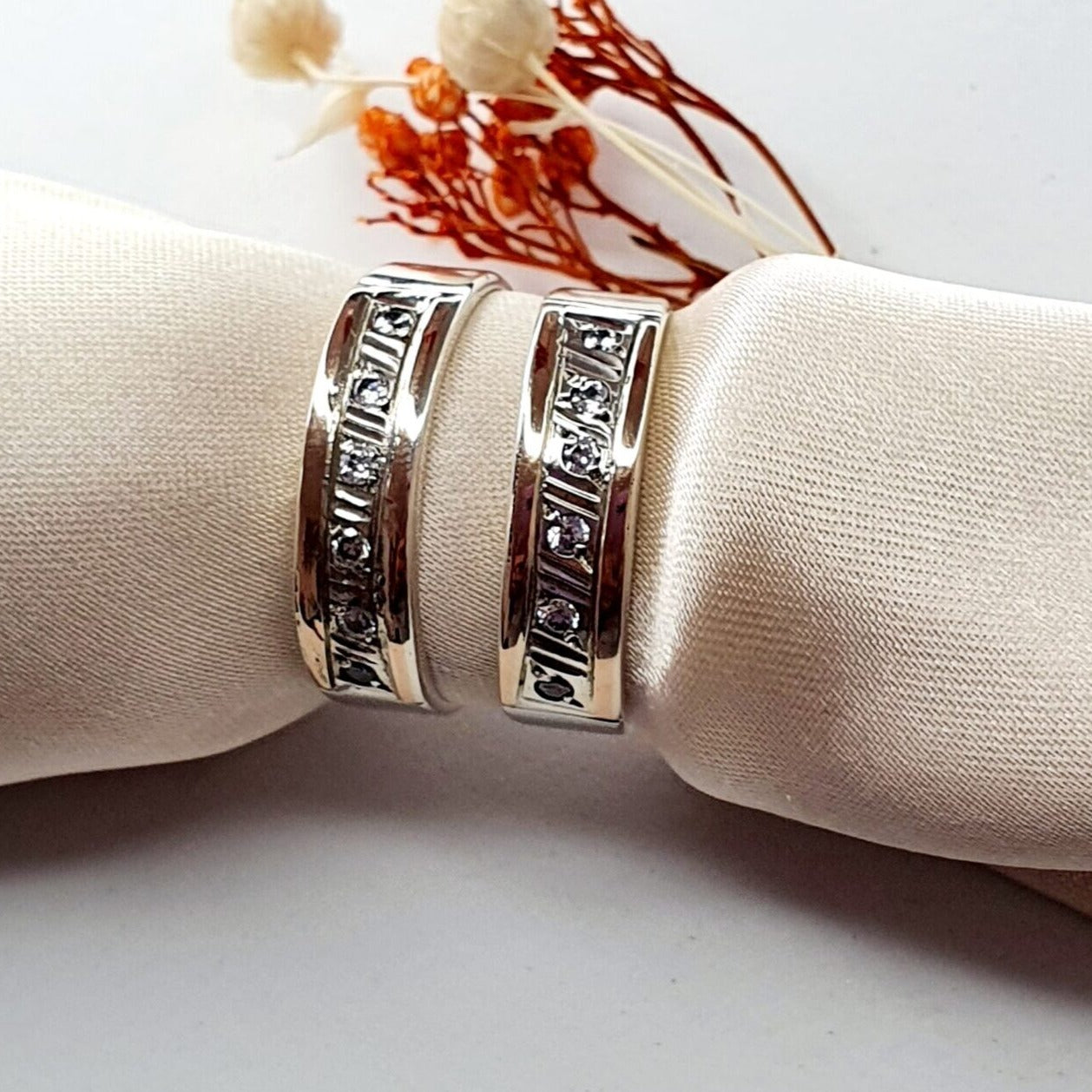 Anillo Cintillo Plata con Oro 18kt. - Joyas Alicanto