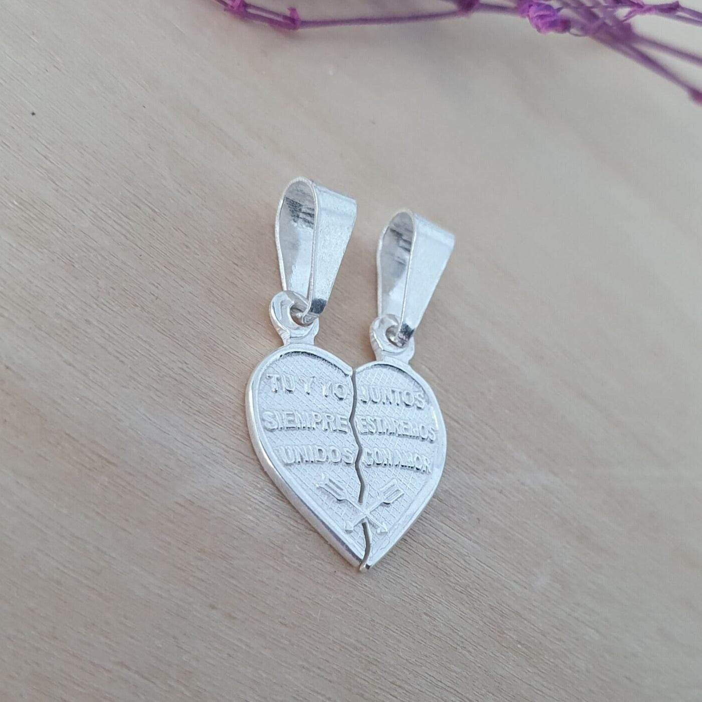 Colgante Plata Corazón Partido 18mm
