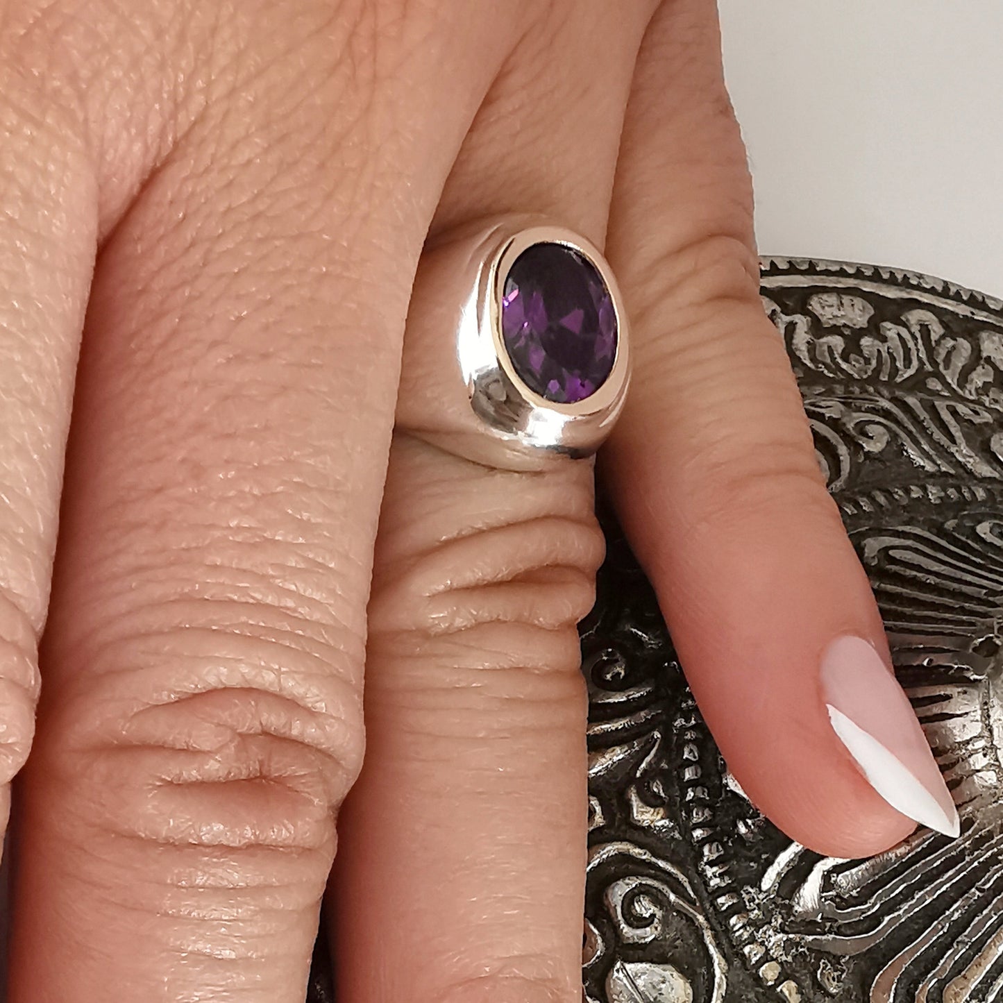 Anillo Plata con Oro 18kl. - Joyas Alicanto