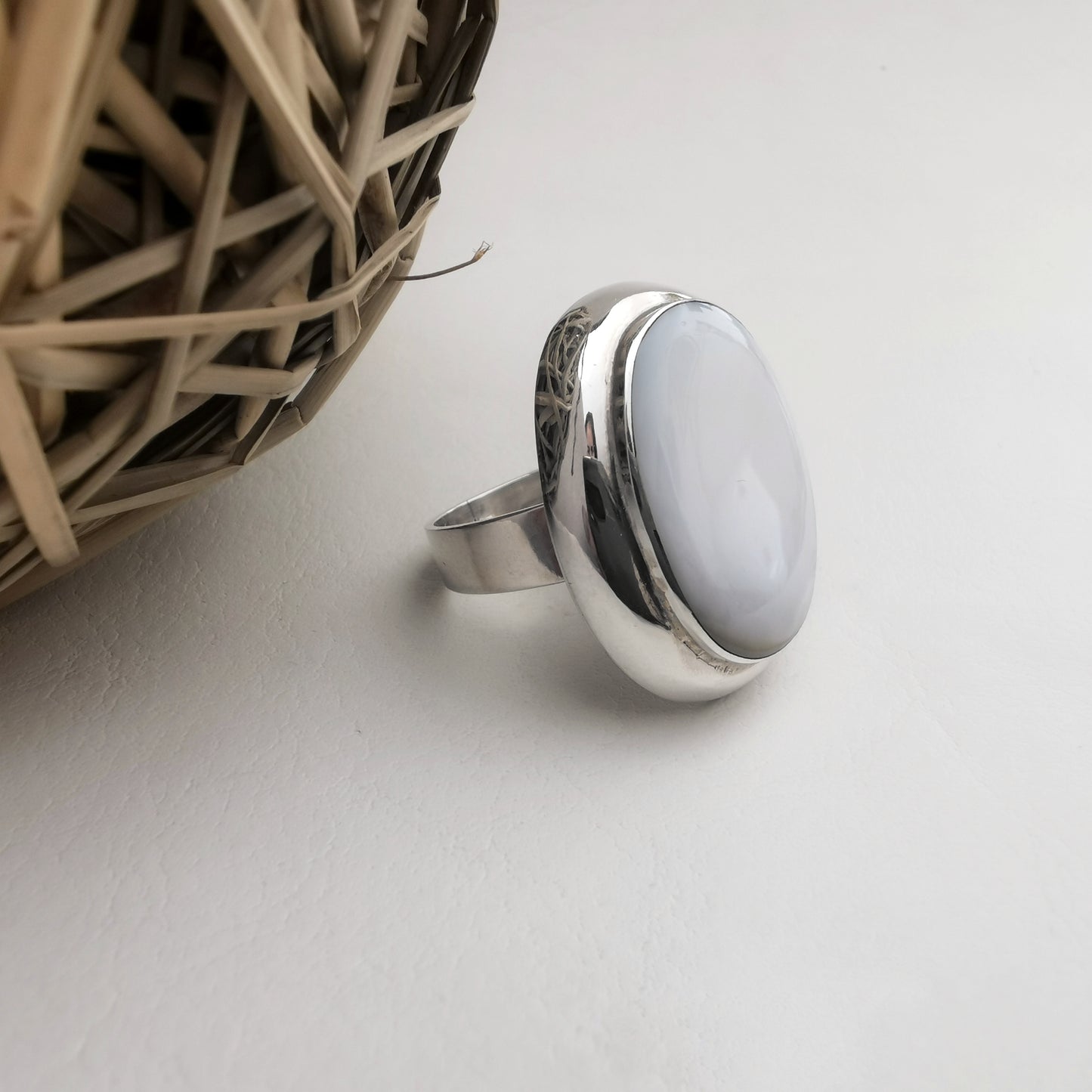 Anillo Lapidado Piedra Nácar