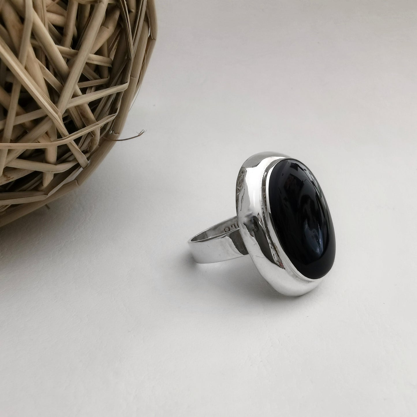 Anillo Lapidado Piedra Onix