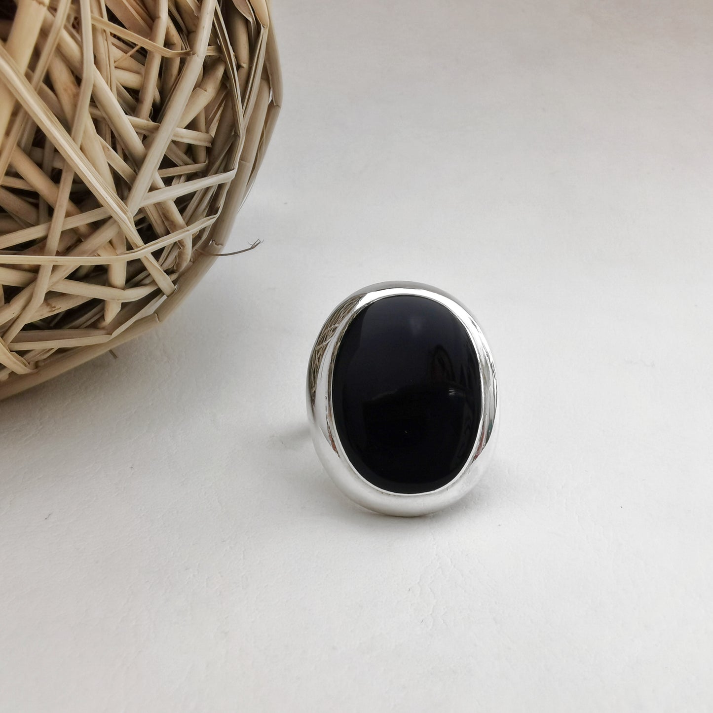 Anillo Lapidado Piedra Onix