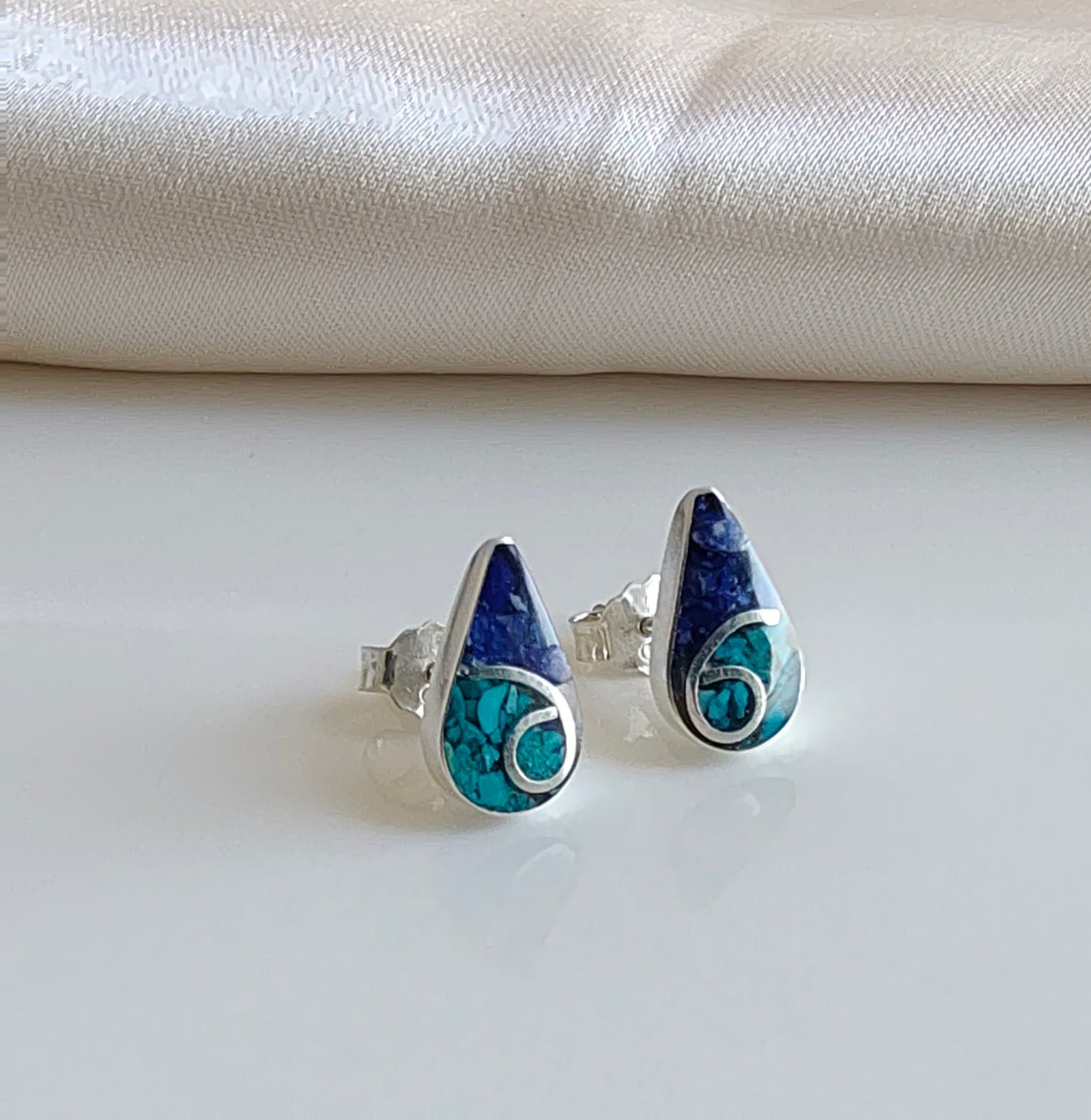 Conjunto Gota Plata Mosaico Lapislázuli