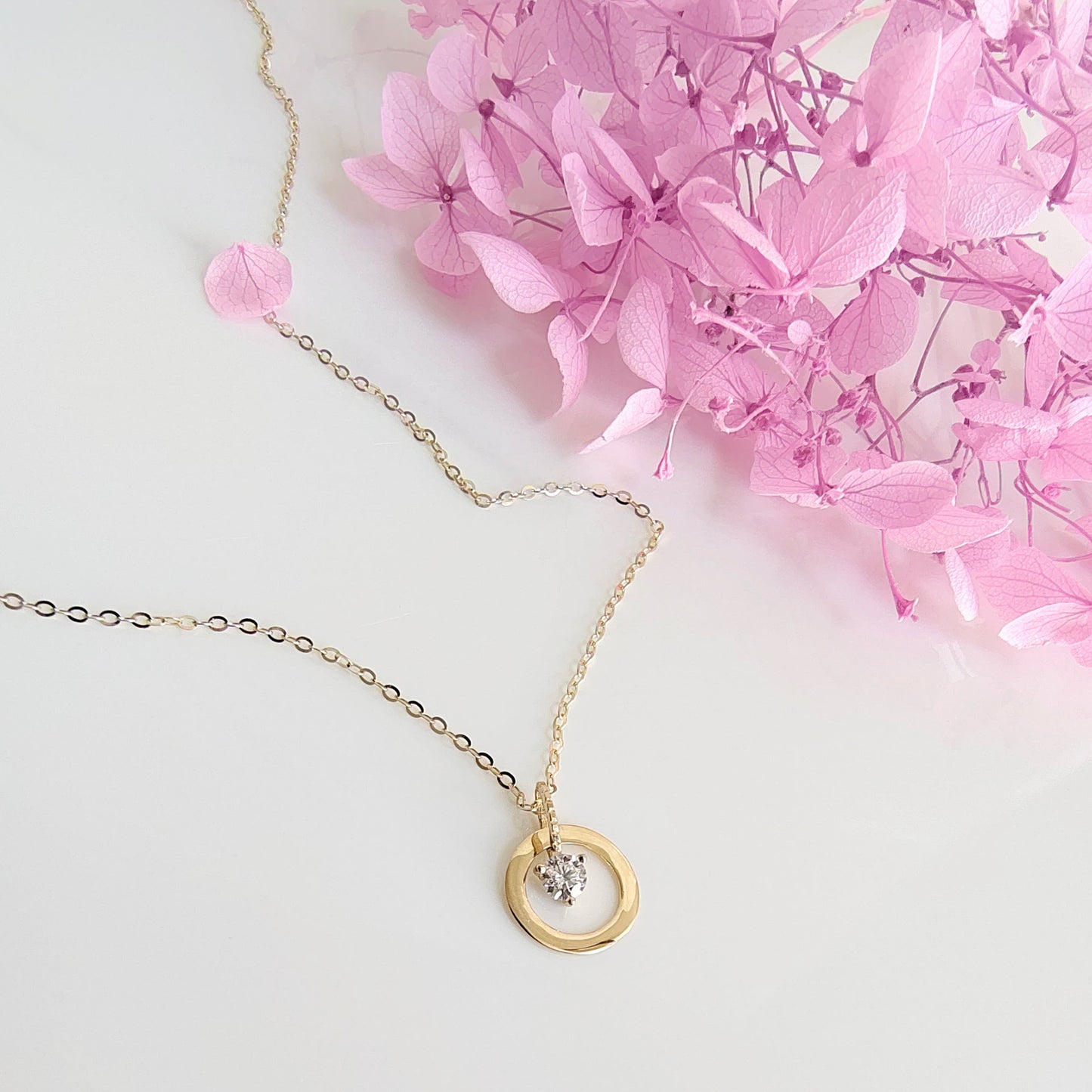 Collar Oro 14kl Punto Luz Corazón