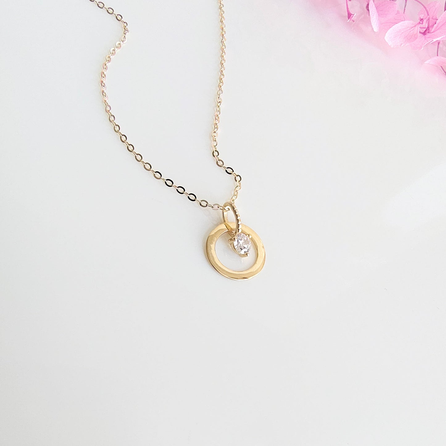 Collar Oro 14kl Punto Luz Corazón