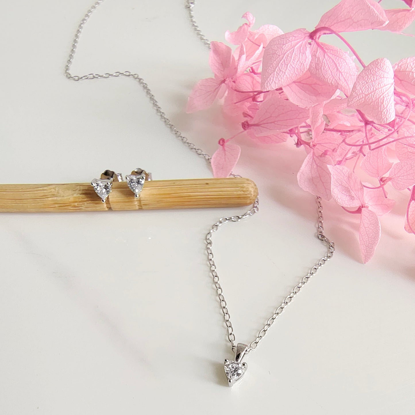 Conjunto Plata Punto de Luz Corazón