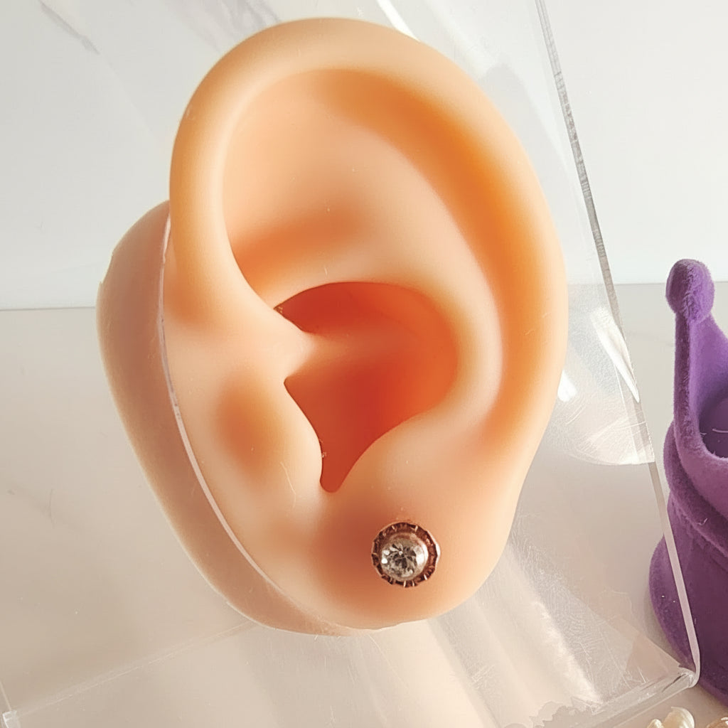 Aros Oro 14kl. Flor Blanca 7mm