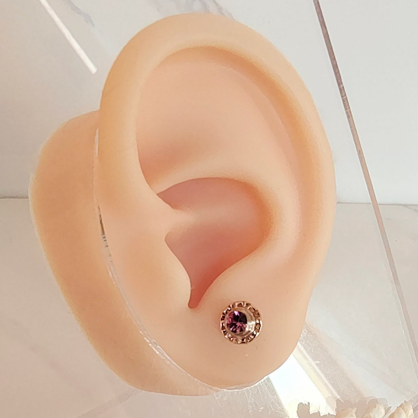 Aros Oro 14kl. Flor Rosa 7mm