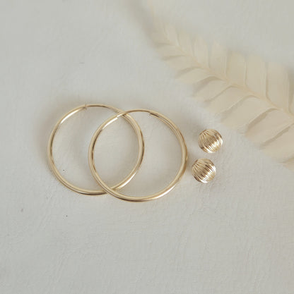 Aro Argolla Oro 14k G.F con bolita facetada 20 mm