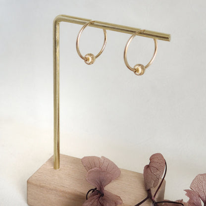 Aro Oro 14k G.F argolla con bolita facetada 17mm