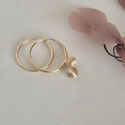 Aro Oro 14k G.F argolla con bolita facetada 17mm