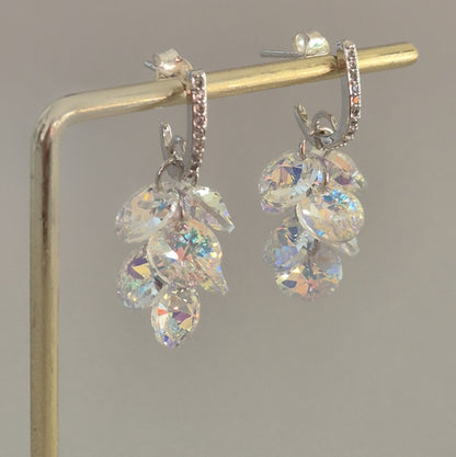 Aros de Plata 925 con 7 Cristales Redondos y Circones