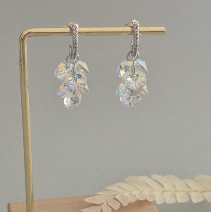 Aros de Plata 925 con 7 Cristales Redondos y Circones