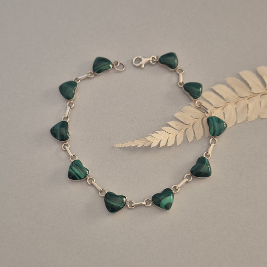 Pulsera de Plata y Malaquita natural