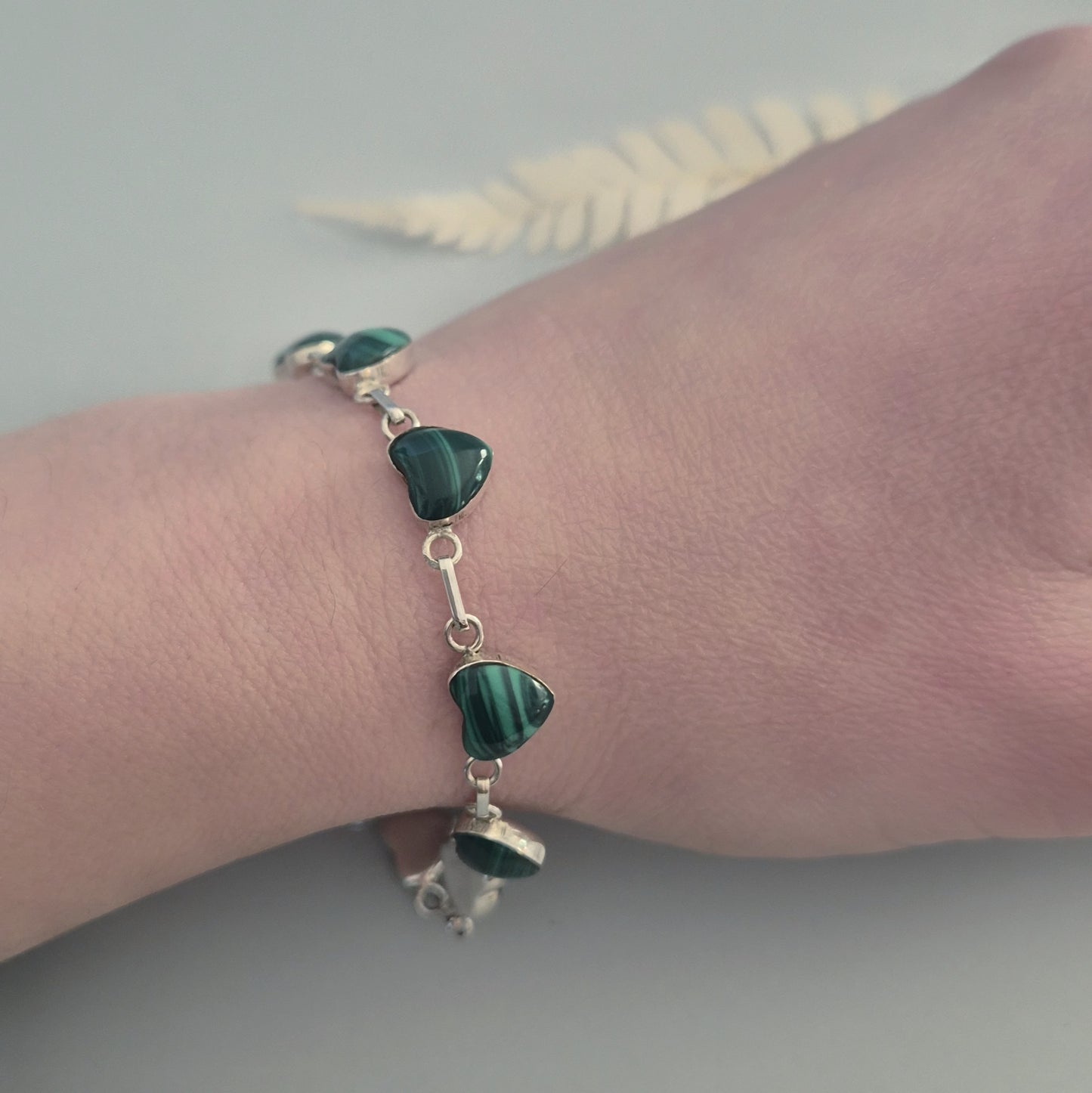 Pulsera de Plata y Malaquita natural