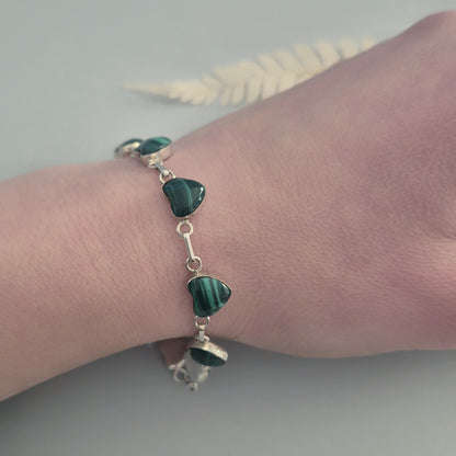 Pulsera de Plata y Malaquita natural