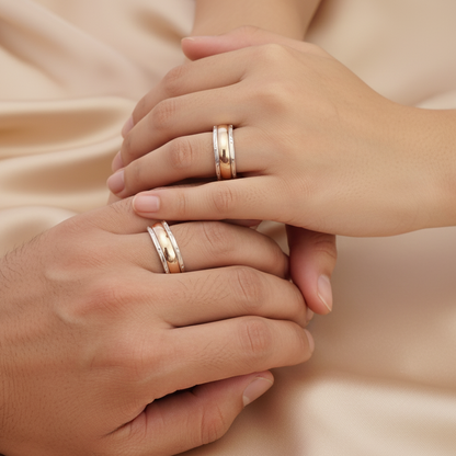 Anillo Argolla Plata con Oro 18kl.