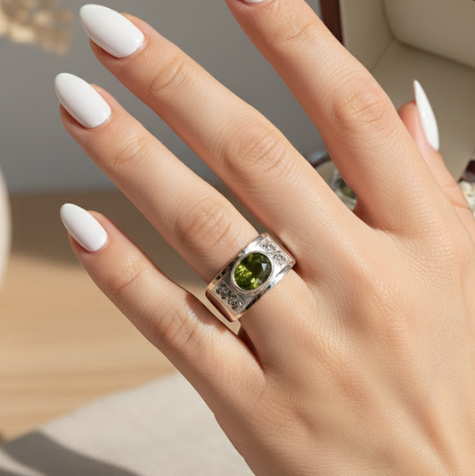 Anillo Oliva Plata con Oro 18kl.