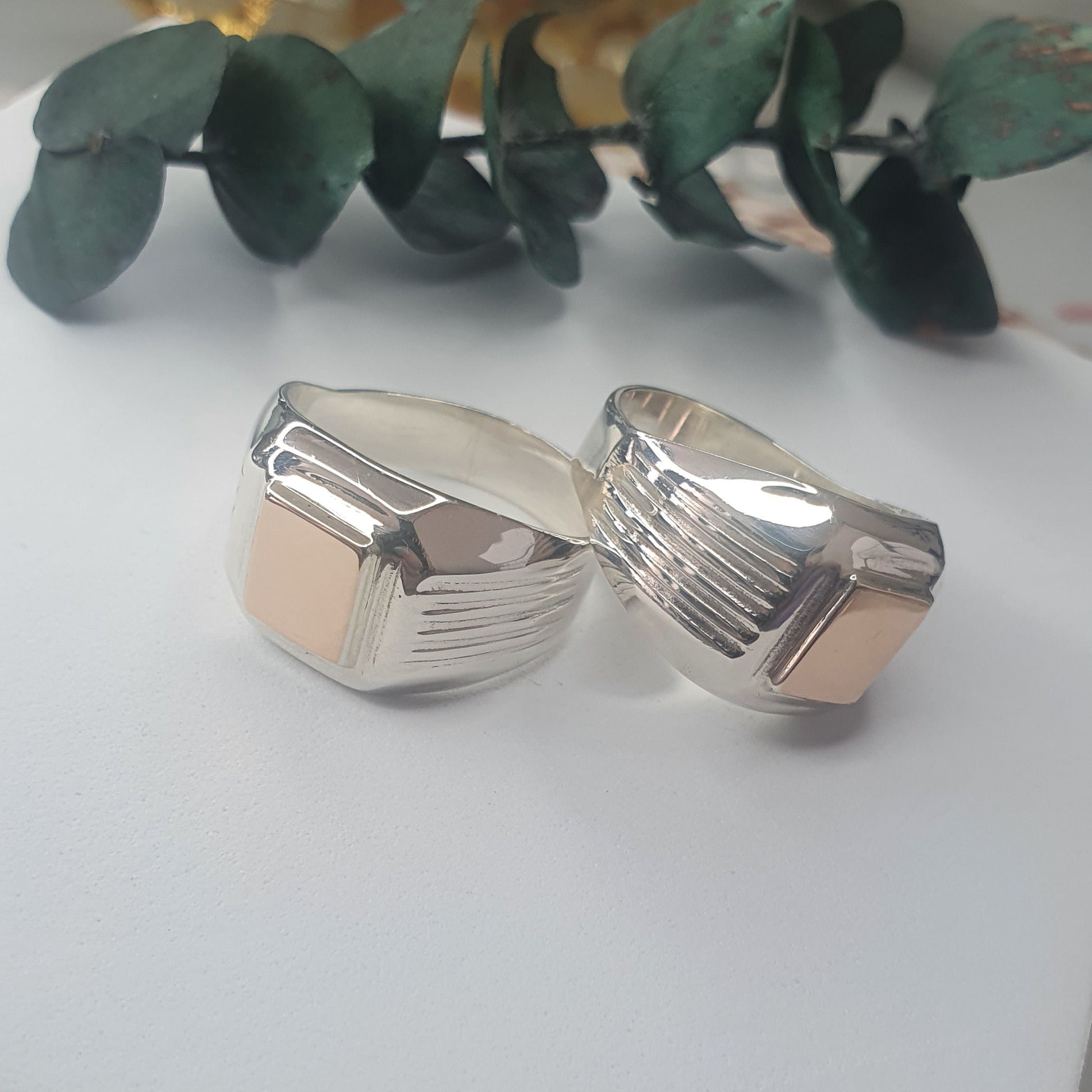 Anillo Sello Plata con Oro 18kl – Joyas Alicanto