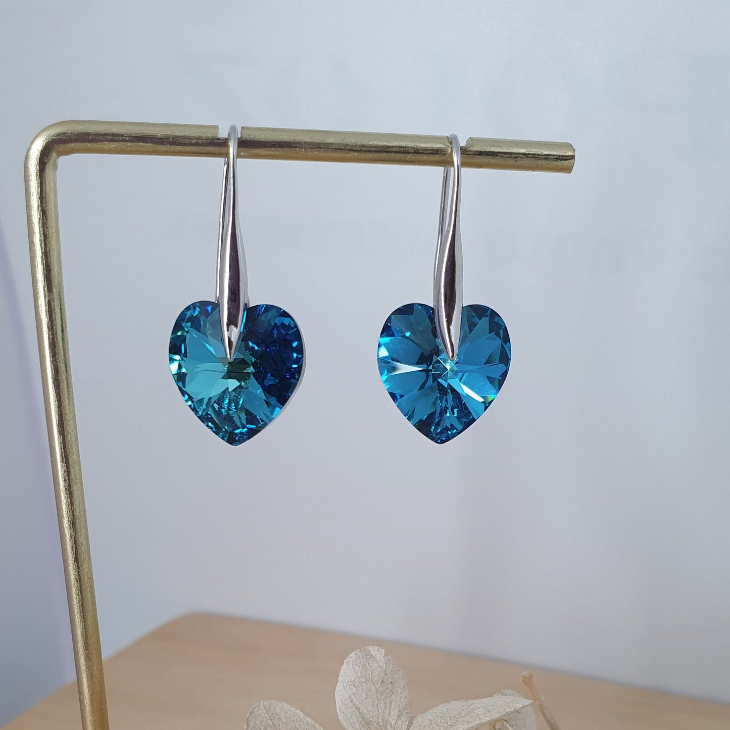 Aro Plata Cristal Corazón Azul