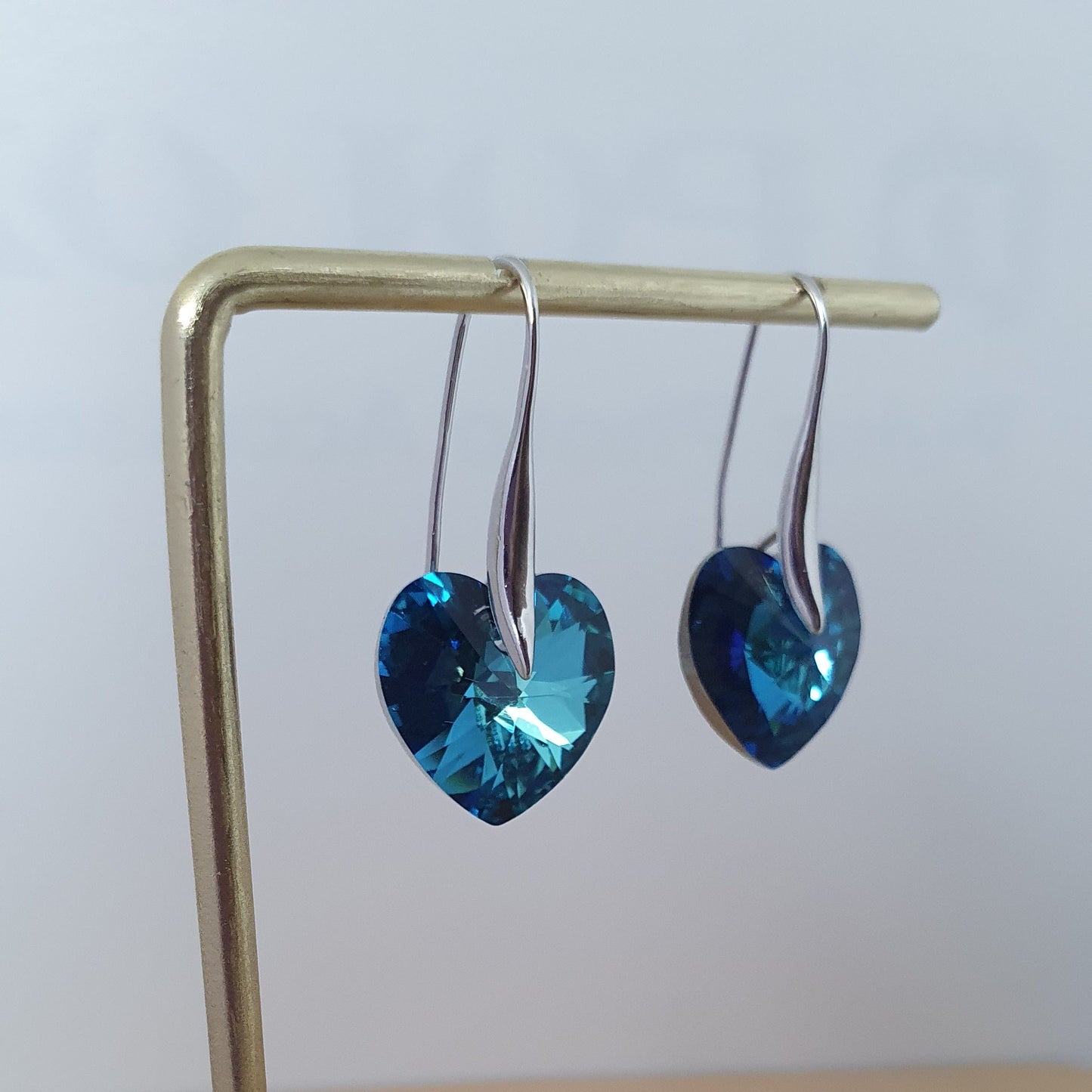 Aro Plata Cristal Corazón Azul