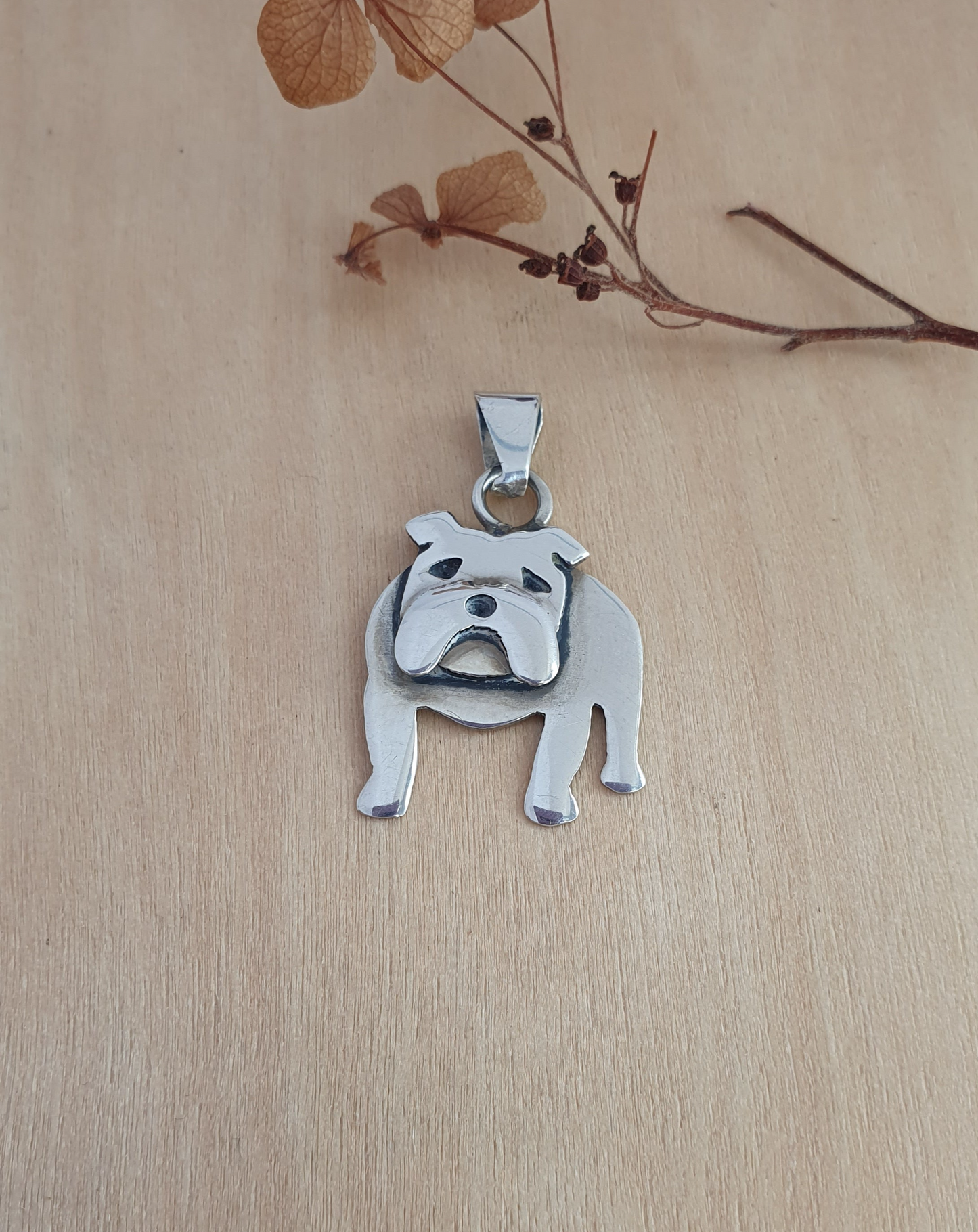 Colgante Plata Perrito Bulldog