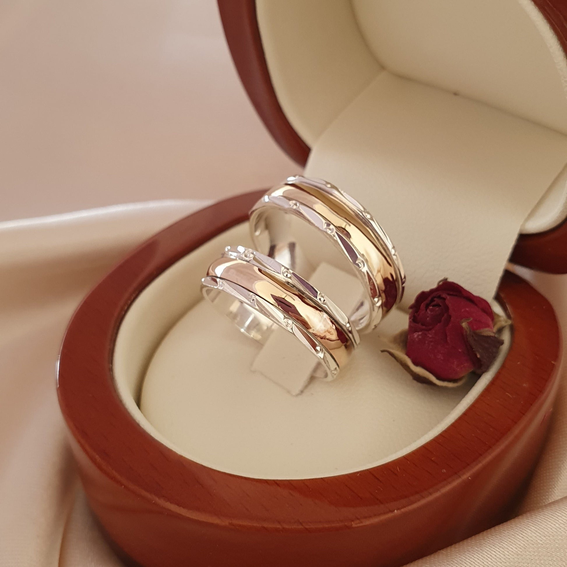 Anillos De Pareja Oro Y Plata Anillo Argolla Plata Con Oro – Joyas