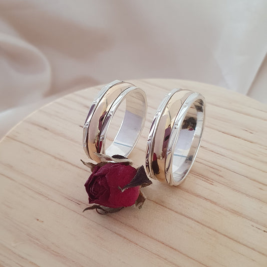 Anillo Argolla Plata con Oro 18 kl (2x$100.000)