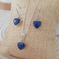 Conjunto Corazón Plata con Piedra Lapislázuli - Joyas Alicanto