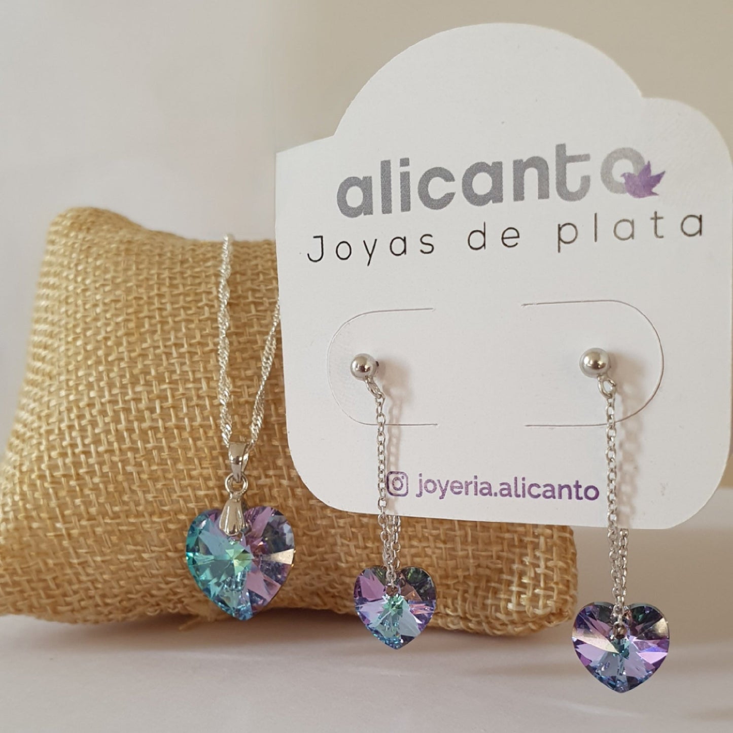 Conjunto Plata con Cristal Lila