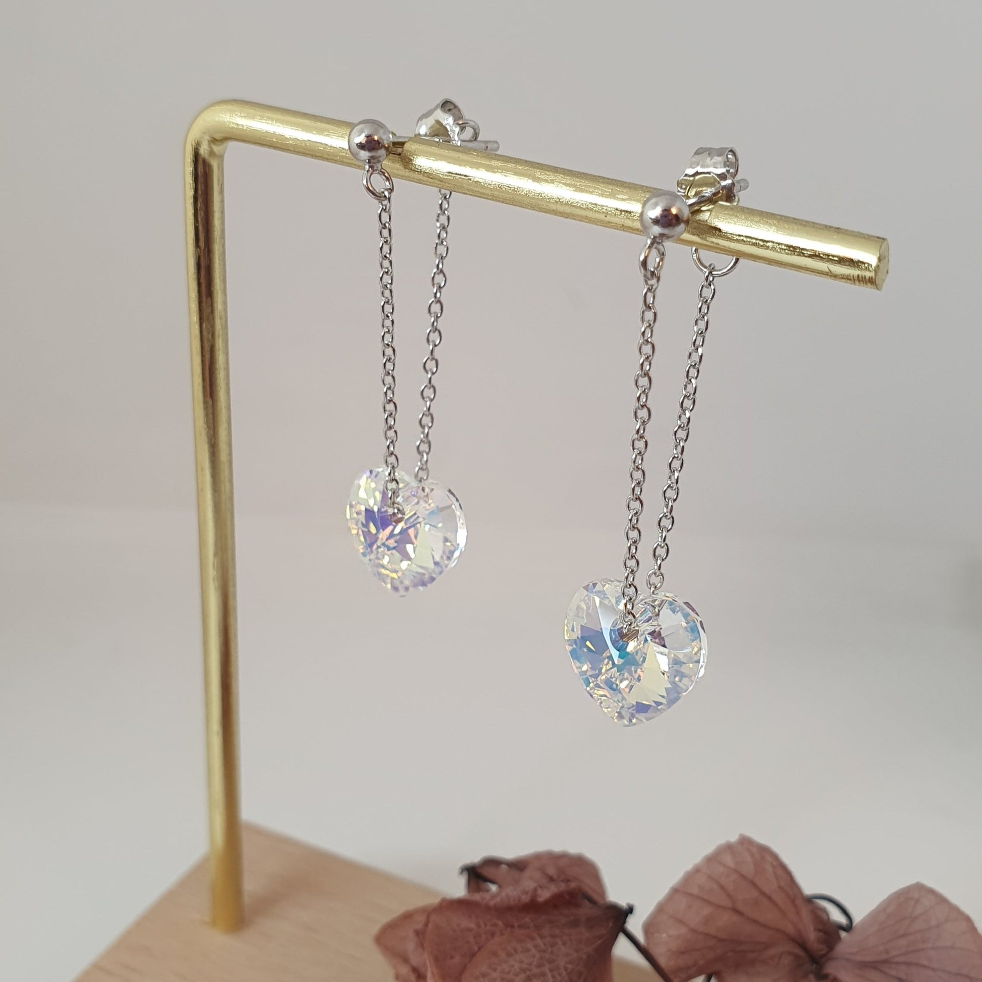 Aro Plata Cristal con Cadena - Joyas Alicanto