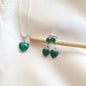 Conjunto Corazón Plata con Piedra Malaquita Natural - Joyas Alicanto