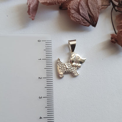 Colgante Plata Perrito con Lazo