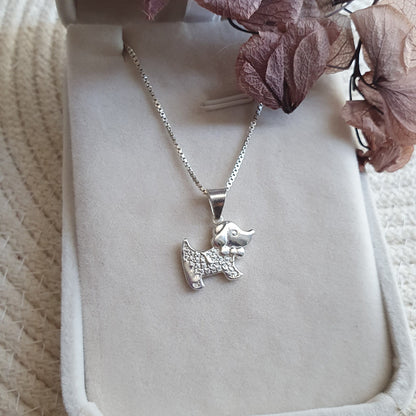 Colgante Plata Perrito con Lazo