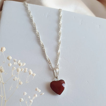 Conjunto Corazon Plata con Piedra Natural Jaspe - Joyas Alicanto