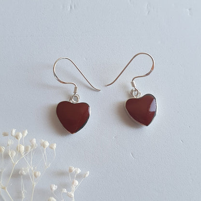 Conjunto Corazon Plata con Piedra Natural Jaspe - Joyas Alicanto