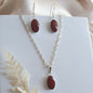 Conjunto Óvalo Plata con Piedra Natural Jaspe - Joyas Alicanto