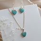 Conjunto Corazón Plata con Piedra Turquesa Natural - Joyas Alicanto