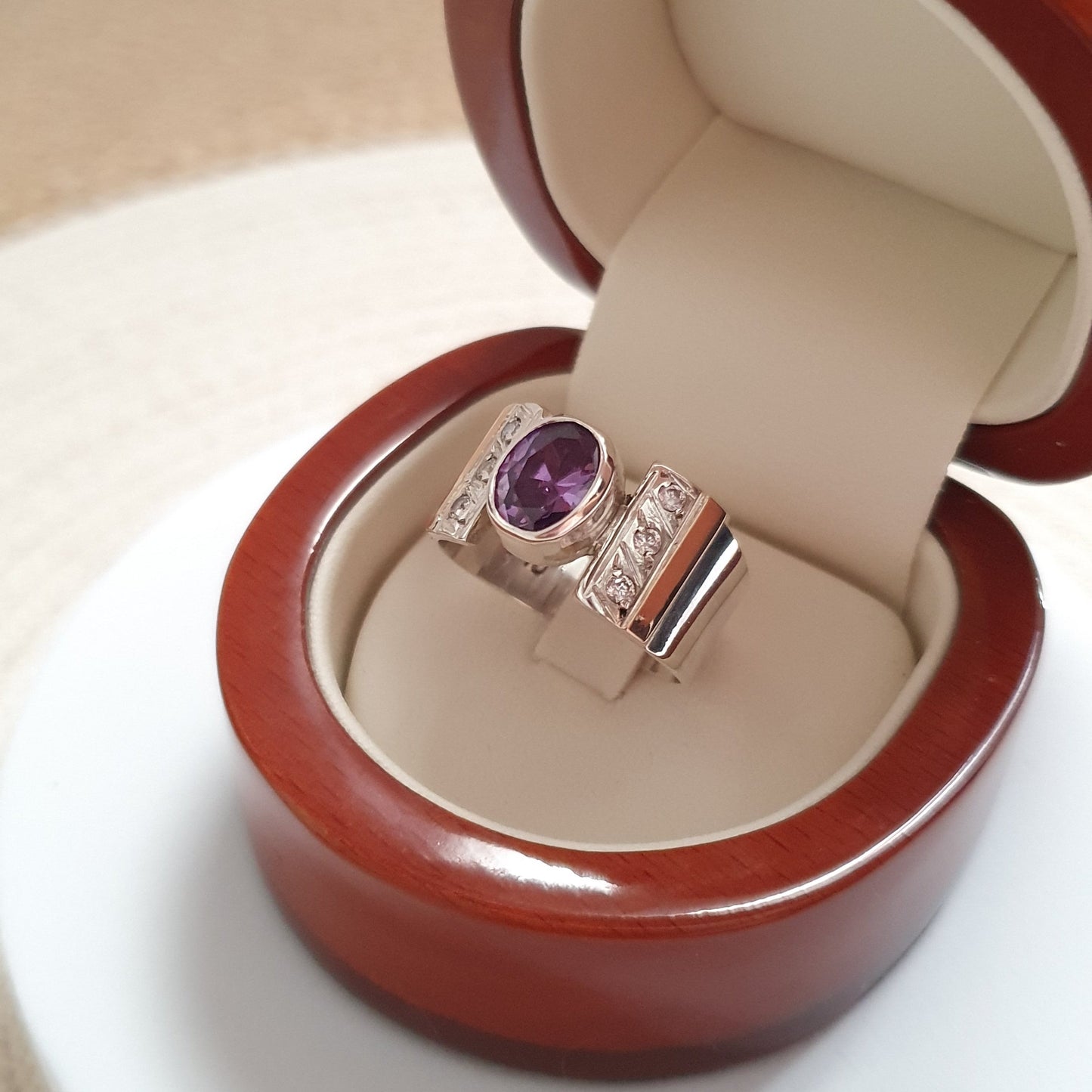 Anillo Morado Plata con Oro 18kl.